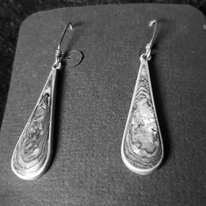 Silver plated mother of pearl tear drop earrings